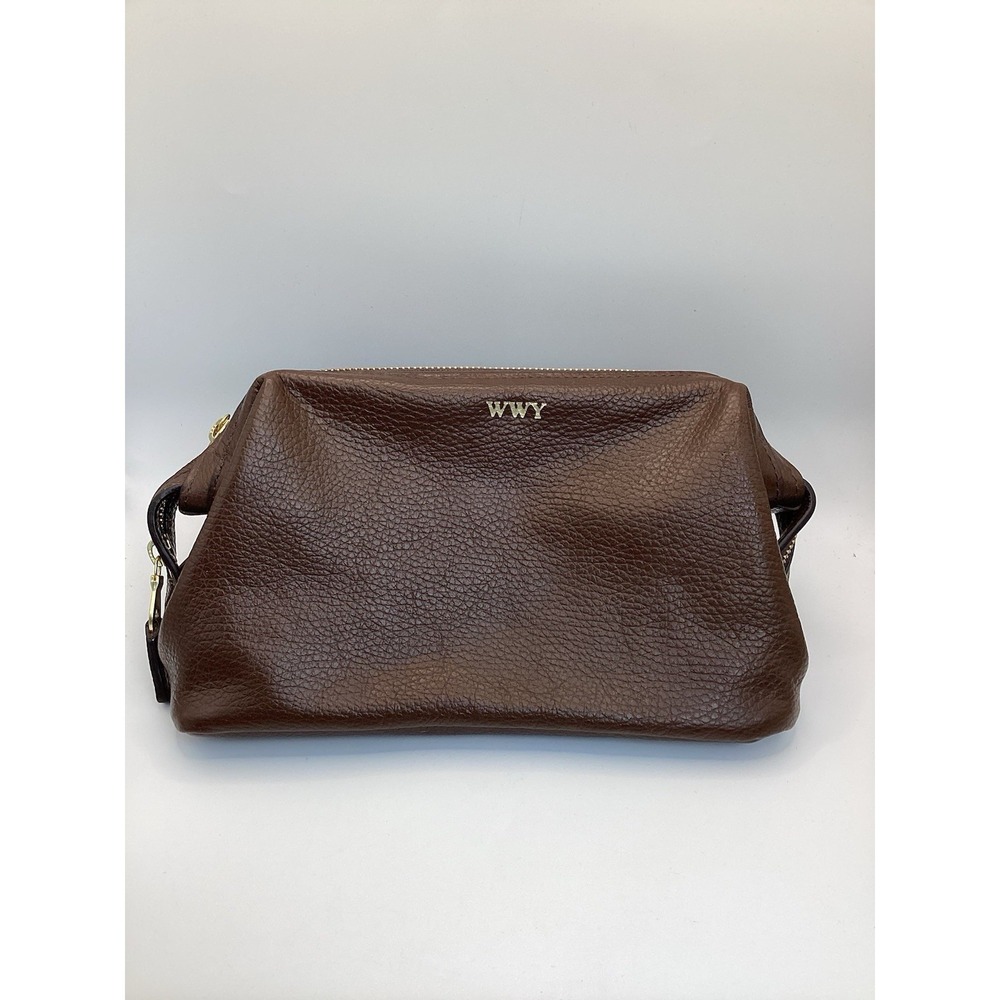 Mark & Graham Harvey Leather Travel Pouch Toiletry Bag in Chocolate